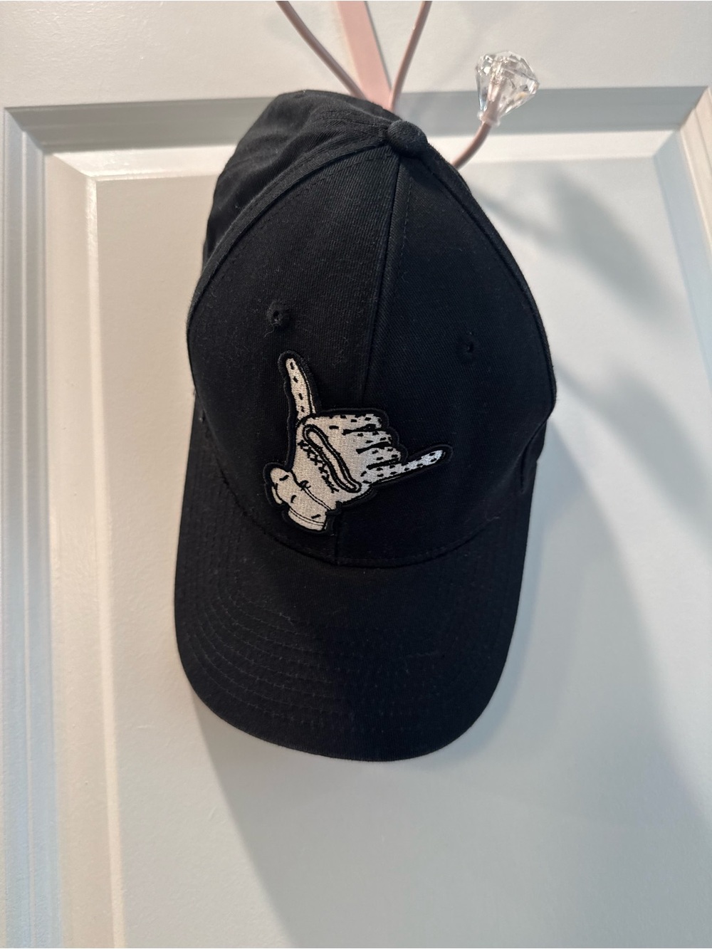 Black Men's Baseball Cap with golf Hand Patch
